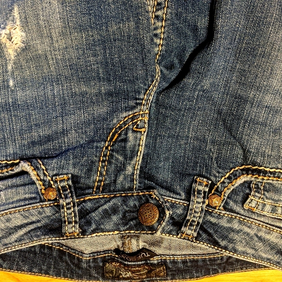 EUC Silver Jean Distressed Flare - Picture 3 of 4